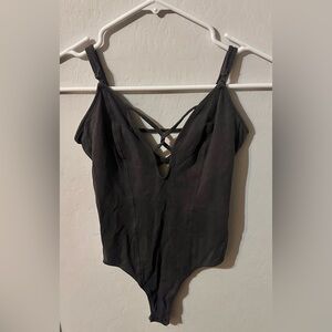 Express Gray Strappy Bodysuit